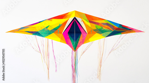 Colorful Geometric Kite with Long Tails   Summer Fun  Arts and Crafts   Party Decoration photo