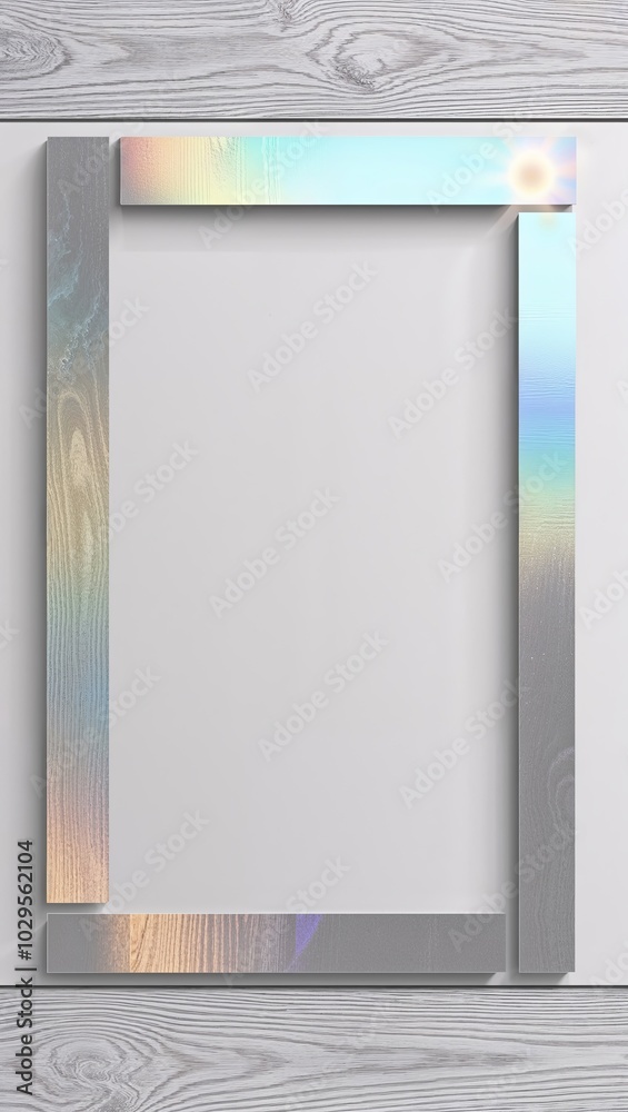 White wood frame with pastel gradient background White wood frame with pastel gradient background