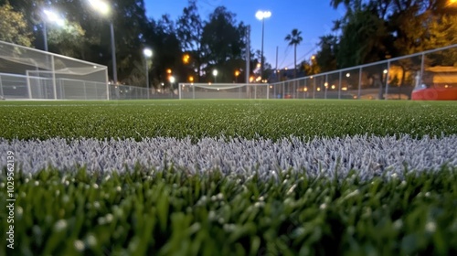 Close-Up View of an Artificial Grass Field with a White Line