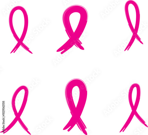 Pink Month Awareness - Pink ribbon hand drawn 