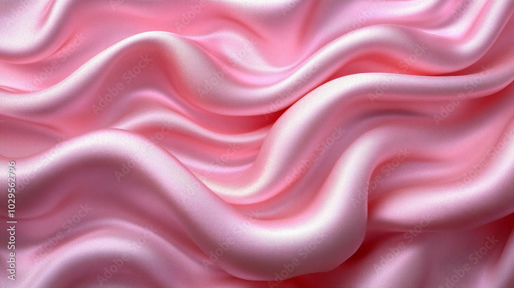 Obraz premium A close-up shot of a pink silk fabric with soft, flowing drapes, creating a smooth and elegant abstract background texture