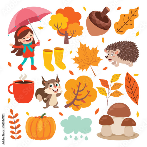 Set Of Autumn Design Elements