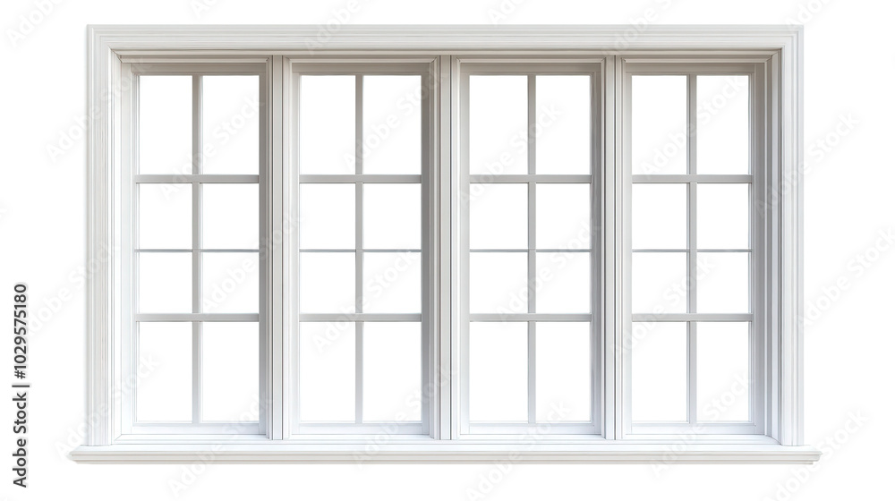 Multi-Panel Window Frame Isolated on Transparent Background Multi-Panel Window Frame Isolated on Transparent Background