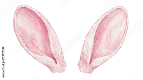 Cute Bunny Ears Isolated on Transparent Background