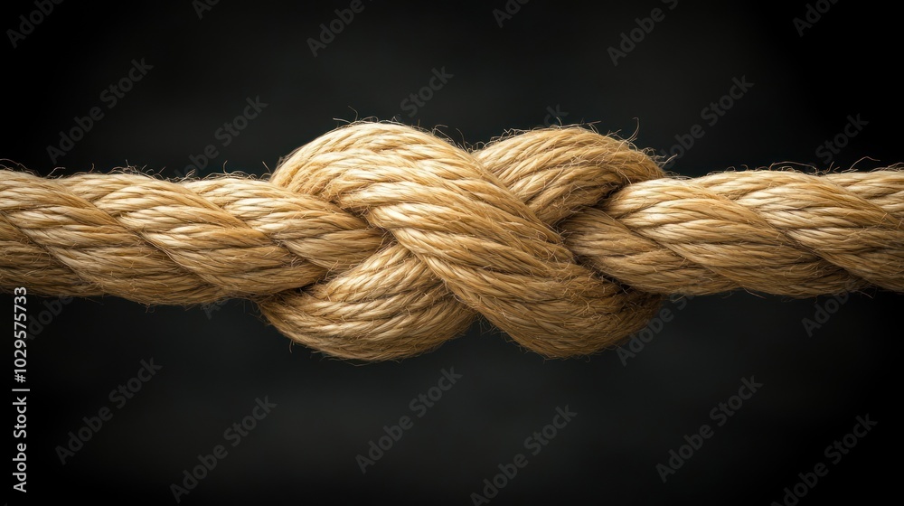 A Close-Up of a Knot Tied in a Thick Rope A Close-Up of a Knot Tied in a Thick Rope