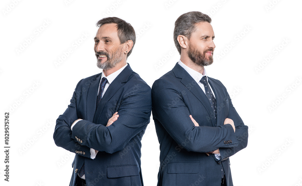two business man in suit. confident businessman boss and ceo. professional business director with employee. ambitious businessman. successful businessman. business partners isolated on white two business man in suit. confident businessman boss and ceo. professional business director with employee. ambitious businessman. successful businessman. business partners isolated on white
