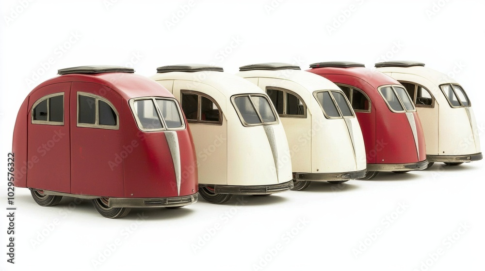 Naklejka premium Vintage Model Cars in a Row with Unique Designs