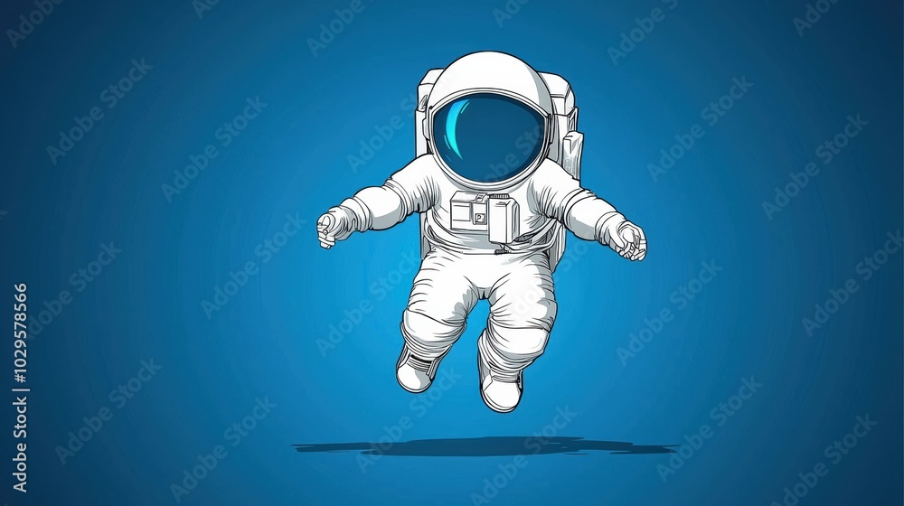 Astronaut in Space Against Blue Background Illustration Astronaut in Space Against Blue Background Illustration