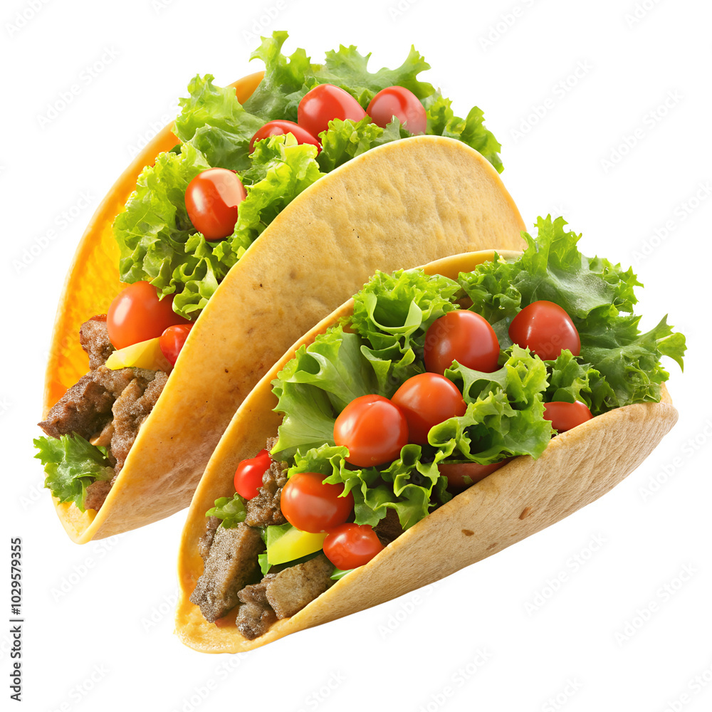 Delicious Ground Beef Taco with Lime Wedges Premium Transparent Background. Delicious Ground Beef Taco with Lime Wedges Premium Transparent Background.