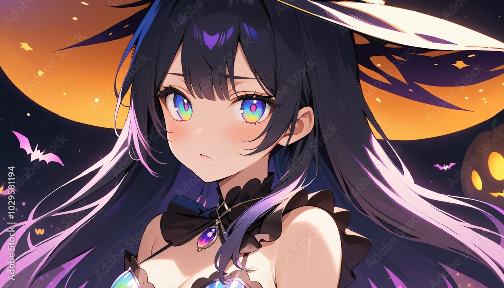 close up witch women anime halloween night close up witch women anime halloween night