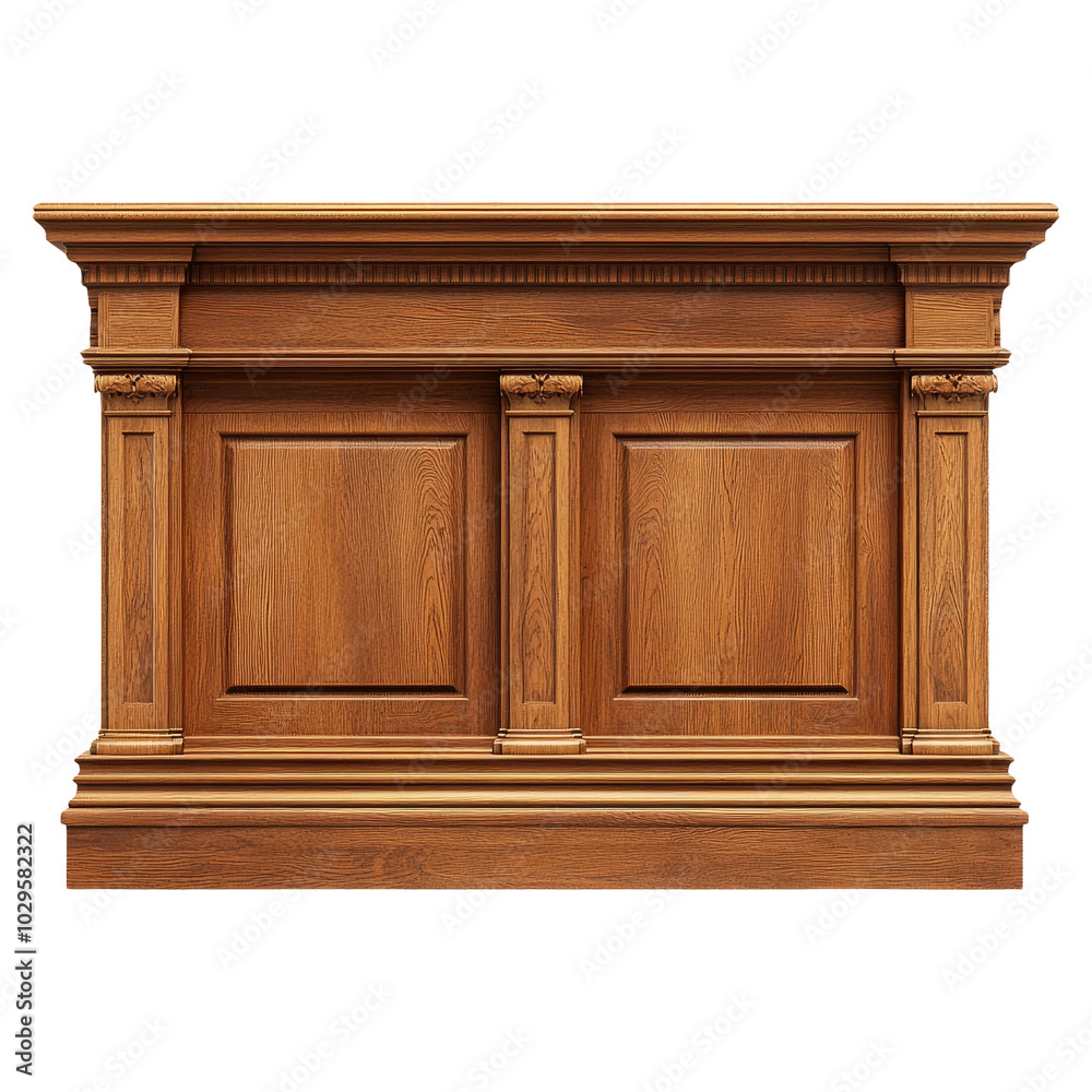 Classic Wooden Bar Counter on Transparent Background