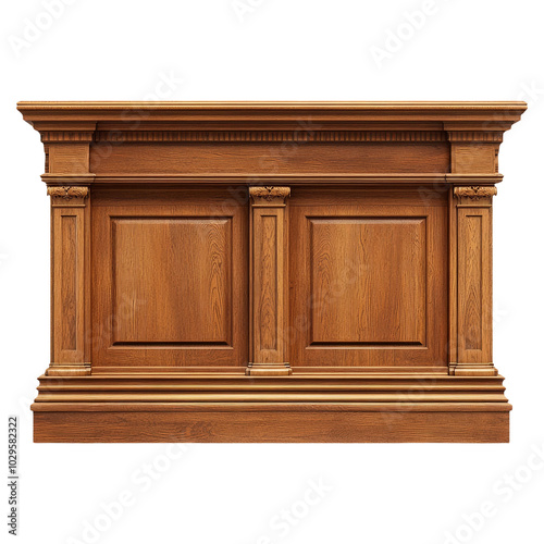 Classic Wooden Bar Counter on Transparent Background