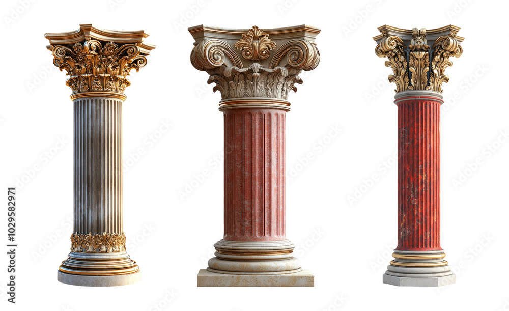 Elegant Classical Columns Isolated on Transparent Background Elegant Classical Columns Isolated on Transparent Background