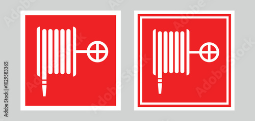 Fire hydrant sign. Fire safety symbol. Primary fire extinguishing agent. Firefighter attribute, danger.