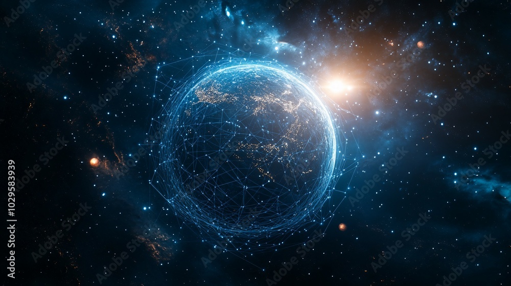 Fototapeta premium Earth with a glowing network of connections in space