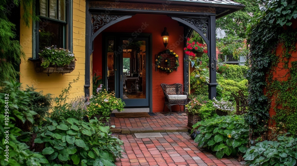 Charming Bed and Breakfast Entrance with the Owner Warmly Welcoming Guests Charming Bed and Breakfast Entrance with the Owner Warmly Welcoming Guests