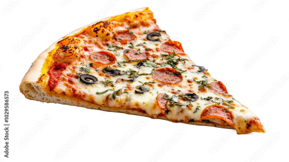 Appetizing slice of pizza on isolated background, template for designer project, PNG for mockup Appetizing slice of pizza on isolated background, template for designer project, PNG for mockup