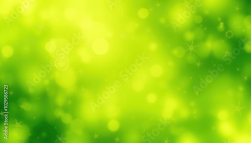 a green background with stars and blurry lights