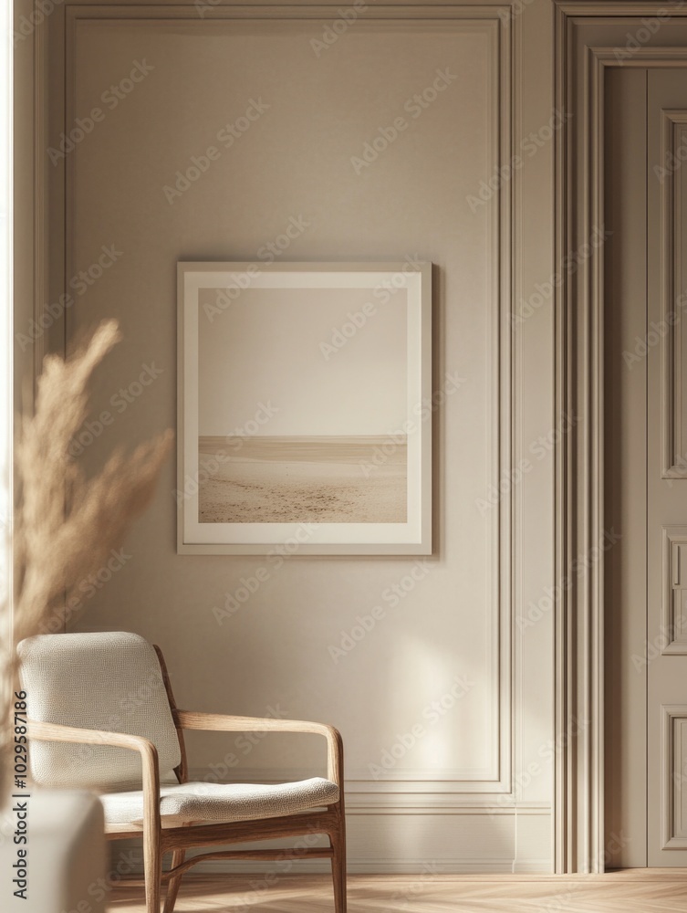 Contemporary Living Room with Striped Wallpaper and Abstract Art Contemporary Living Room with Striped Wallpaper and Abstract Art
