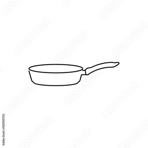Frying pan line icon. Kitchen utensils pan outline. Kitchen utensils for frying food vector. Pan vector. Roasting vector icon.