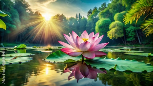 Stunning High Dynamic Range Lotus Flower in Bloom - Nature's Beauty Captured photo