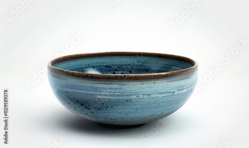 Handcrafted ceramic bowl, white background, 4K hyperrealistic photo