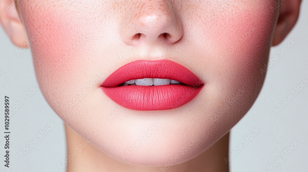 Close-up of woman with red lips, minimalistic beauty portrait, clean and flawless skin, isolated on white background, modern makeup concept, space for text.
Close-up of woman with red lips, minimalistic beauty portrait, clean and flawless skin, isolated on white background, modern makeup concept, space for text.