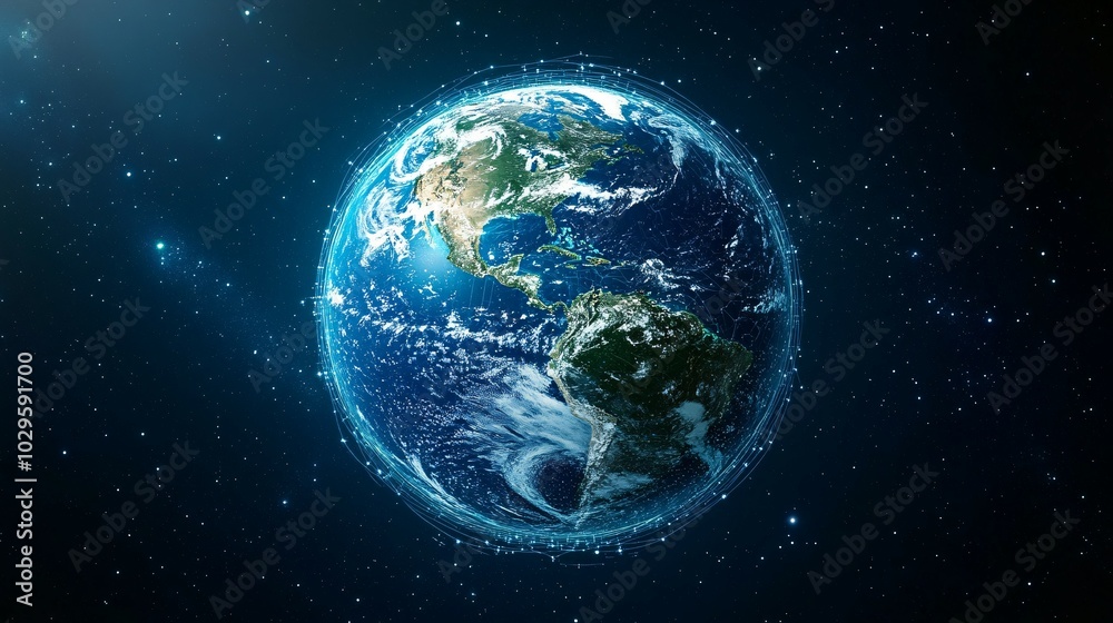 Earth with Network Connections and Stars Earth with Network Connections and Stars