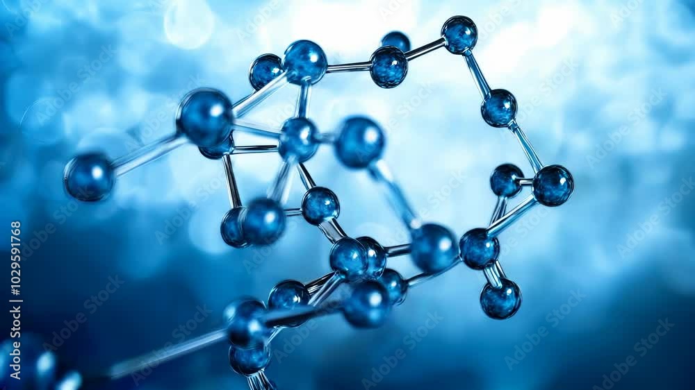 Connected Molecules and Chemical Bonds on a Blue Background for Educational Graphics