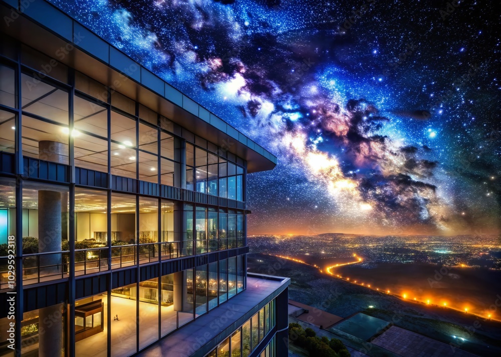 Fototapeta premium Stunning Milky Way and Nebula Night Sky Wallpaper for Architectural Photography Enthusiasts