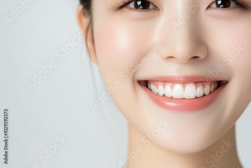 Close-up portrait of a woman. Background with selective focus and copy space for text