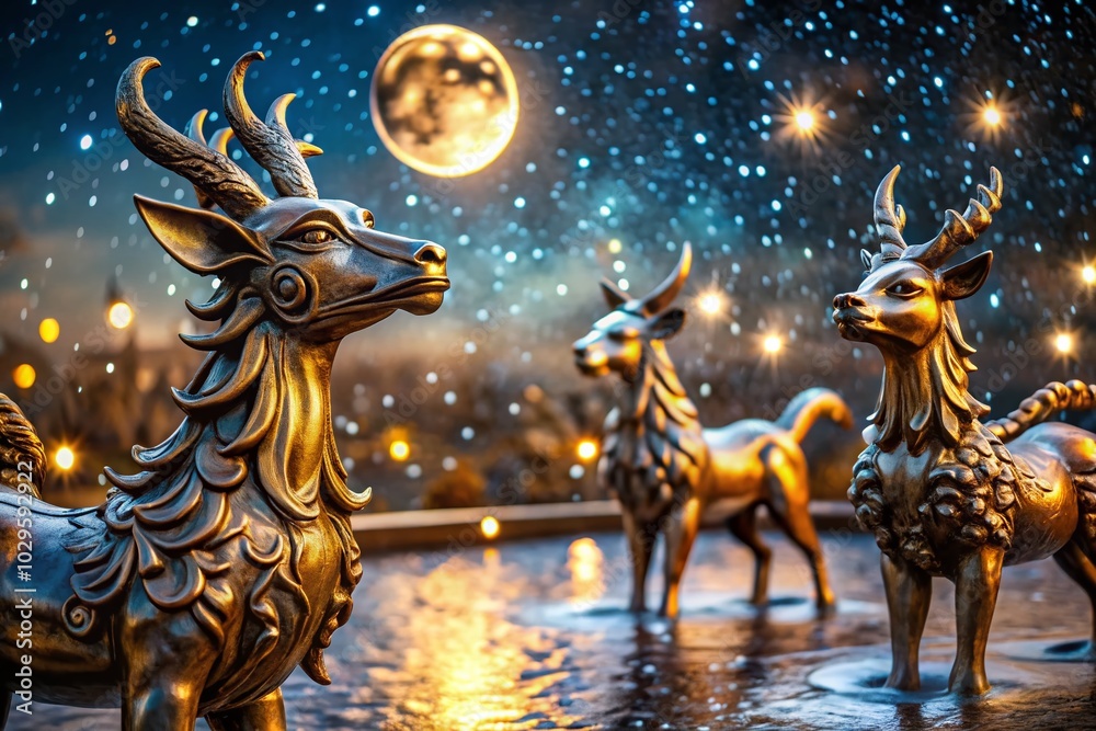 Stunning Night Photography of Metal Bronze Sculptures Illuminated by Moonlight Stunning Night Photography of Metal Bronze Sculptures Illuminated by Moonlight