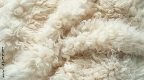 Close-up Texture of Creamy White Fluffy Fur