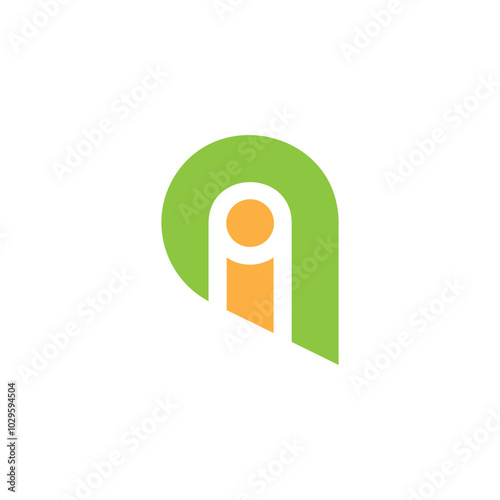 letter iq simple colorful geometric stripe logo vector