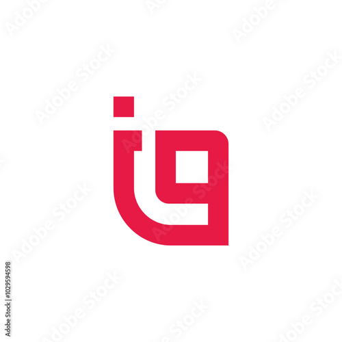 letter iq simple linked connect line logo vector