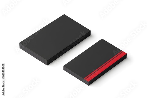 Black Business Cards with Red Stripe Design