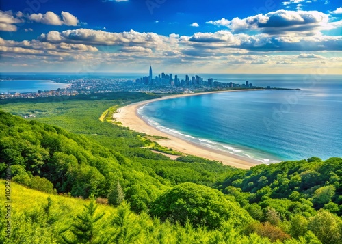 Stunning Summer View of Sandy Hook and New York Skyline from Mt Mitchell Overlook