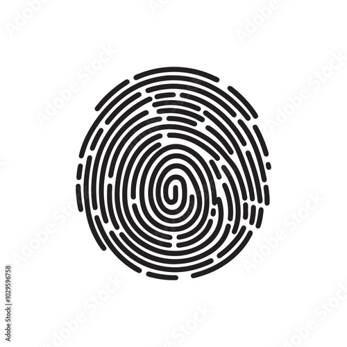 Fingerprint vector icons for ID authentication symbolization.