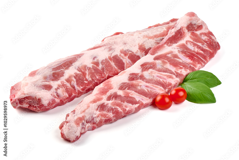 Raw pork ribs, isolated on white background. Raw pork ribs, isolated on white background.