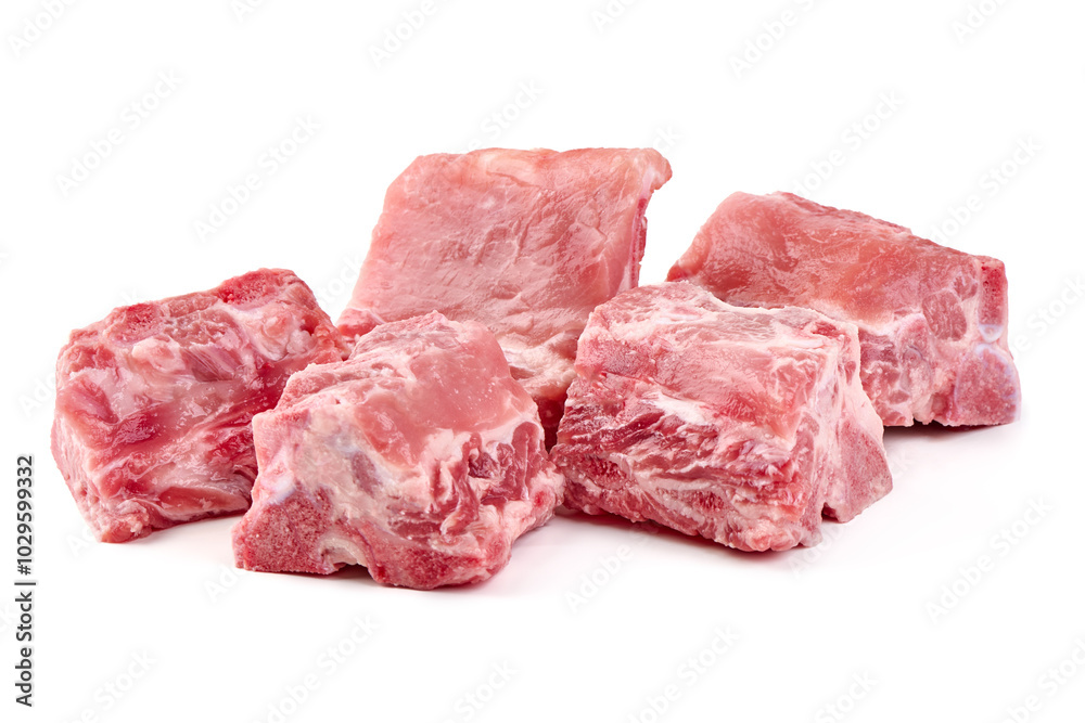 Raw pork ribs pieces isolated on white background. Raw pork ribs pieces isolated on white background.