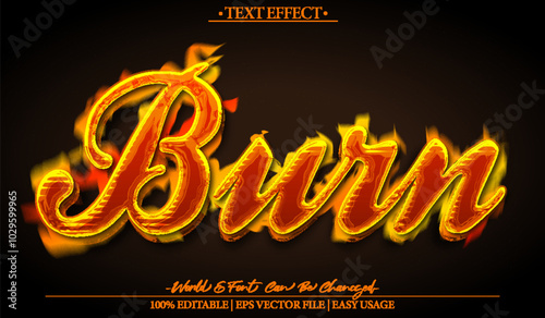 Burn Vector Text Effect Editable Alphabet Flame Fire Hot Heat Bonfire Orange Red
