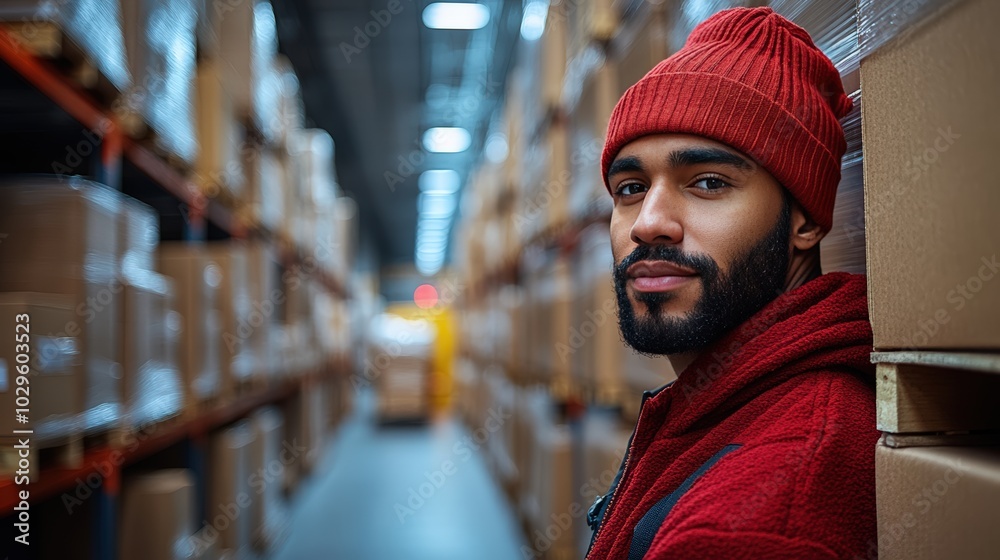 Warehouse worker unloading boxes from a truck Warehouse worker unloading boxes from a truck