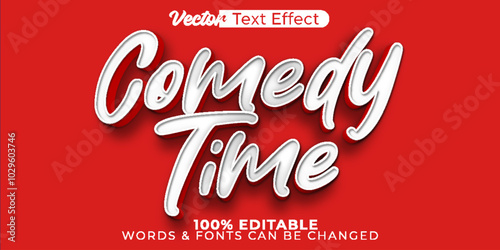 Comedy Time Vector Text Effect Editable Alphabet Concert Standup Comedian Musical Cartoon Laugh Red