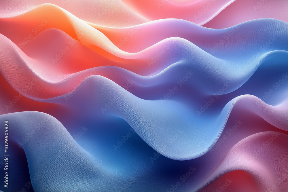 Obraz premium Flowing Waves of Pastel Colors in 3D
