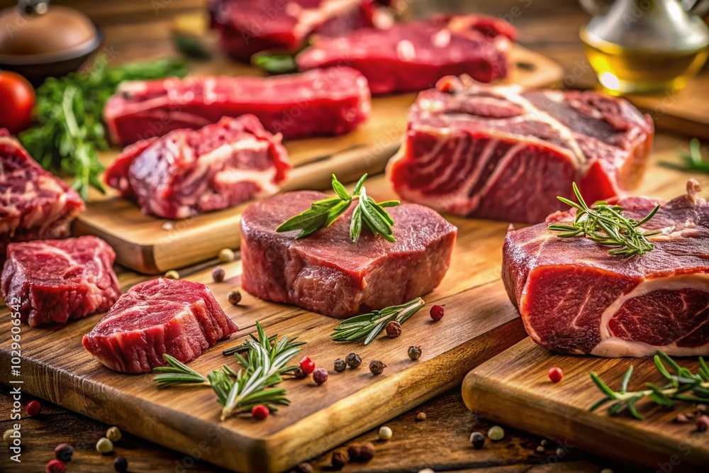 Tilt-Shift Photography of Cow Cuts for Culinary Education and Butchery Techniques Tilt-Shift Photography of Cow Cuts for Culinary Education and Butchery Techniques