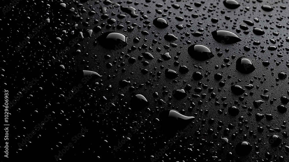 Dark surface with water droplets Dark surface with water droplets