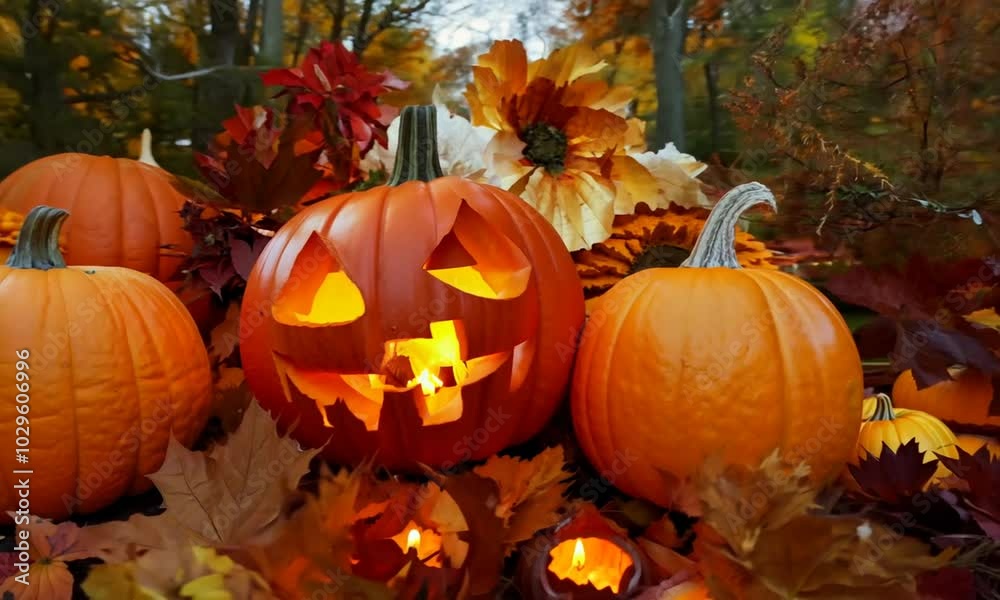 pumpkins and autumn leaves pumpkins and autumn leaves