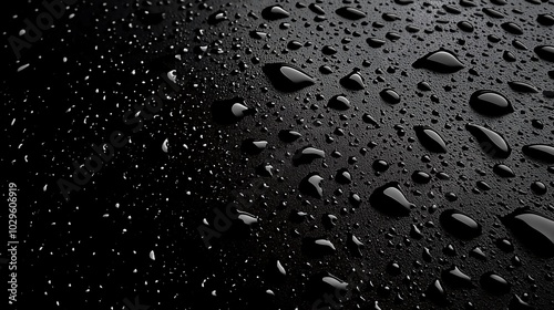 Dark surface with water droplets 