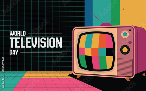 World television day unique design templet tv set