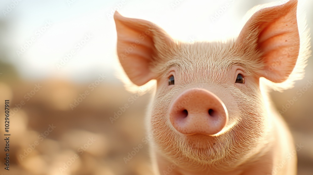 The piglet radiates contentment and serenity, captured against a soft, blurred background. Its gentle features highlight the simplicity and joy of farm life. The piglet radiates contentment and serenity, captured against a soft, blurred background. Its gentle features highlight the simplicity and joy of farm life.